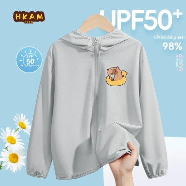 HKAM UPF50 Áo chống nắng bé gái mùa hè, thoáng khí mát mẻ, vòng bơi In Capybara - Giá chỉ 150.000₫