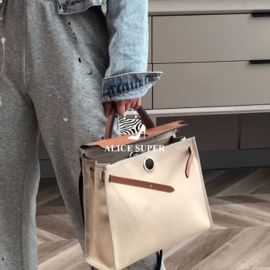 Hm HERBAG Super 20 màu size 32cm da Canvas - Túi xách nữ da thật cao cấp, Full Box, giảm 1 triệu