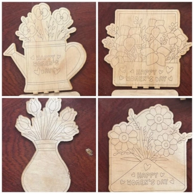 Hoa gỗ tự tô màu 8/3 Happy Women's Day có đế DIY - Quà tặng 8/3, 20/10, 20/11, Ngày của mẹ, Giá sỉ 4.000 VND 2