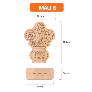 Hoa gỗ tự tô màu 8/3 Happy Women's Day có đế DIY - Quà tặng 8/3, 20/10, 20/11, Ngày của mẹ, Giá sỉ 4.000 VND 3
