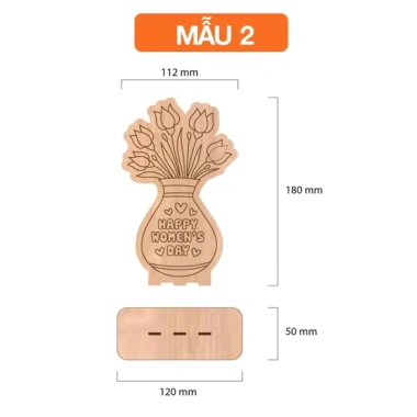 Hoa gỗ tự tô màu 8/3 Happy Women's Day có đế DIY - Quà tặng 8/3, 20/10, 20/11, Ngày của mẹ, Giá sỉ 4.000 VND 6