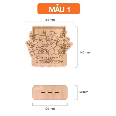 Hoa gỗ tự tô màu 8/3 Happy Women's Day có đế DIY - Quà tặng 8/3, 20/10, 20/11, Ngày của mẹ, Giá sỉ 4.000 VND 10