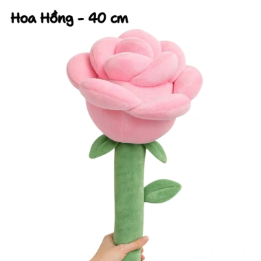 Hoa Hồng Nhồi Bông 40cm 2 Màu Pastel Cứng Cáp Vải Miniso 2 Chiều An Toàn Bền Màu