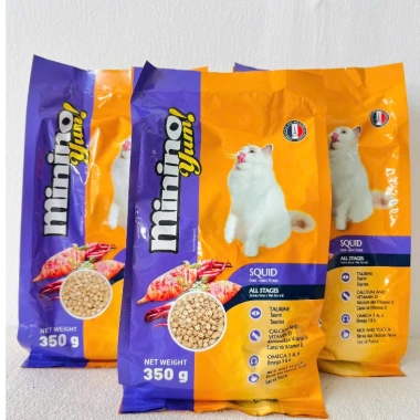 Hoả Tốc 21H Combo 5 Túi 350g Hạt MININO YUM Vị Mực Nướng cho Mèo Lớn - Giá 40.000₫