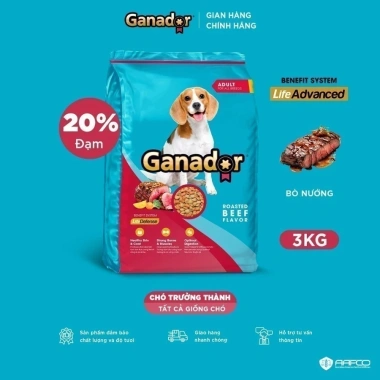 Hoả Tốc 21H Hạt GANADOR Bò Nướng 3kg - Thức ăn chó trưởng thành, giàu protein, giá ưu đãi 160.000đ