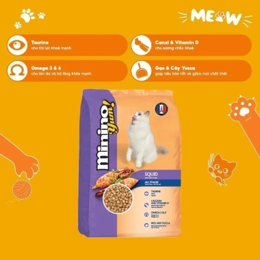 Hoả Tốc 21H Hạt MININO Cá Ngừ, Hải Sản, Mực Nướng, Cá Hồi 1.3-1.5kg - Dinh Dưỡng Cho Mèo Mọi Lứa Tuổi Giá Ưu Đãi 102k 4