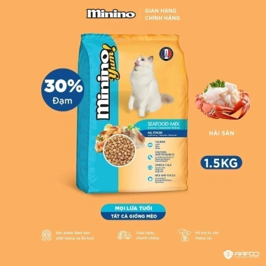 Hoả Tốc 21H Hạt MININO Cá Ngừ, Hải Sản, Mực Nướng, Cá Hồi 1.3-1.5kg - Dinh Dưỡng Cho Mèo Mọi Lứa Tuổi Giá Ưu Đãi 102k 8