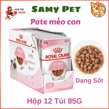 Hoả Tốc 21H - Hộp 12 túi 85g Pate ROYAL CANIN Kitten Gravy, Mèo Con & Mẹ Mang Thai, Giá 545k