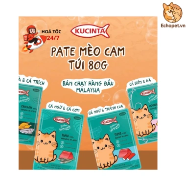 Hoả Tốc 21H Pate KUCINTA 80g Cho Mèo Lứa Tuổi - Giàu Dinh Dưỡng, Giá 12.000₫ 4 Hoả Tốc 21H Pate KUCINTA 80g Cho Mèo Lứa Tuổi - Giàu Dinh Dưỡng, Giá 12.000₫ 4
