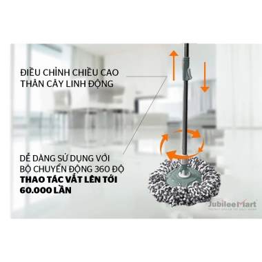 HỎA TỐC 2H - Bộ Chổi Lau Nhà Jubilee 360 Độ, Thùng Vắt Lồng Inox Không Gỉ - 249k 3