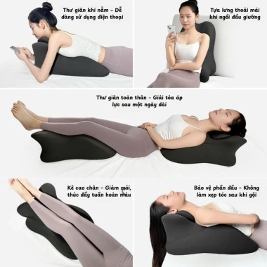 Hỏa Tốc 2H Gối Công Thái Học Đa Năng 3in1 - Massage Thư Giãn, Tựa Lưng Êm Ái, Định Hình Tư Thế, Giá 499k 6