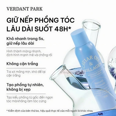 HOÀ TỐC 2H VERDANT PARK Xịt Dưỡng Giữ Phồng Tóc, Gel Tạo Kiểu, Caviar Oil và Collagen - 164k