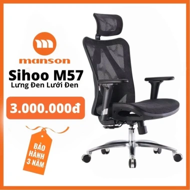 Hoả Tốc 30 Phút - Ghế Công Thái Học SIHOO M57 và M57B MANSON VERA Gác Chân Đen Trắng Xám Giảm 30% Chỉ 2.540.000₫ 2