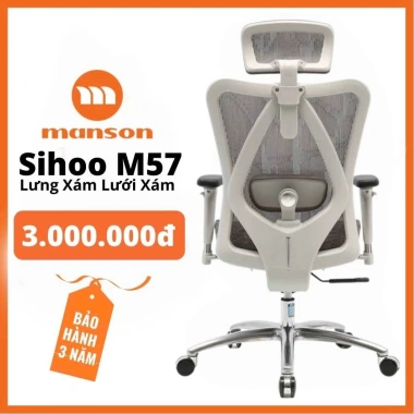Hoả Tốc 30 Phút - Ghế Công Thái Học SIHOO M57 và M57B MANSON VERA Gác Chân Đen Trắng Xám Giảm 30% Chỉ 2.540.000₫ 3