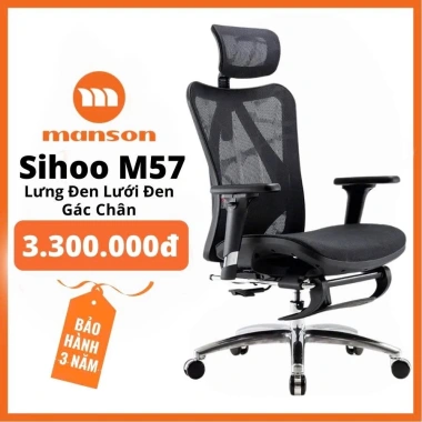 Hoả Tốc 30 Phút - Ghế Công Thái Học SIHOO M57 và M57B MANSON VERA Gác Chân Đen Trắng Xám Giảm 30% Chỉ 2.540.000₫ 5