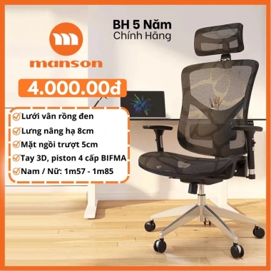 Hoả Tốc 30 Phút - Ghế Công Thái Học SIHOO M57 và M57B MANSON VERA Gác Chân Đen Trắng Xám Giảm 30% Chỉ 2.540.000₫ 10