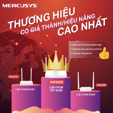 Hỏa Tốc Bộ Phát Wifi Mercusys MW305R chuẩn N 300Mbps - Giá chỉ 289.000đ, giảm mạnh