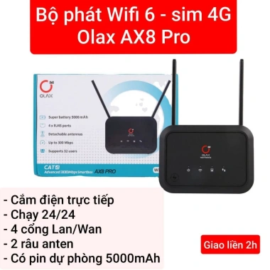 Hỏa Tốc Bộ Phát Wifi Sim 4G Olax AX8/AX9/AX6 Pro 300Mb Router 4+2 Anten - Giá Ưu Đãi 645k 7 Hỏa Tốc Bộ Phát Wifi Sim 4G Olax AX8/AX9/AX6 Pro 300Mb Router 4+2 Anten - Giá Ưu Đãi 645k 7