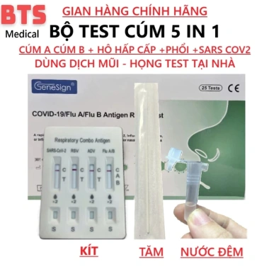 HỎA TỐC Bộ Test Cúm 5 in 1 FluA/B RSV ADV SARS-CoV-2 HPV - Giá chỉ 70.000