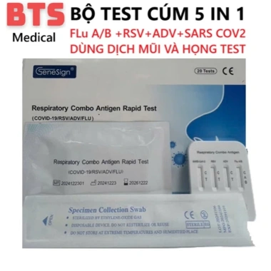 HỎA TỐC Bộ Test Cúm 5 in 1 FluA/B RSV ADV SARS-CoV-2 HPV - Giá chỉ 70.000