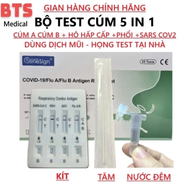 HỎA TỐC Bộ Test Cúm 5 in 1 FluA/B RSV ADV SARS-CoV-2 HPV - Giá chỉ 70.000