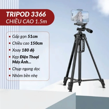 HỎA TỐC Chân Quay Điện Thoại Tripod 360 Cao 1.7m Xoay 360 Độ Chắc Chắn TOPICK 6
