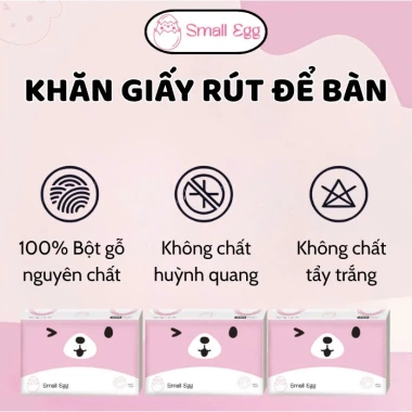 HOA TOC HCM Giấy ăn rút Small Egg 300 tờ 130x175mm 4 lớp dập vân 4D tặng 1 bịch 1.280 tờ - Giá 99.000đ 2