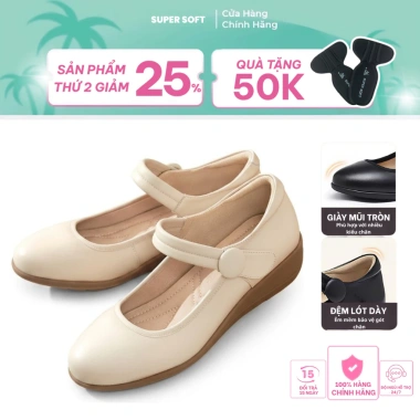 HOÀ TỐC HCM Giày Cao Gót Búp Bê Nữ Công Sở Super Soft AK404 4cm Da Dày Đi Nhẹ Êm Chân Giá 319k