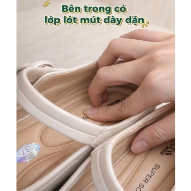 HOÀ TỐC HCM Giày Cao Gót Búp Bê Nữ Công Sở Super Soft AK404 4cm Da Dày Đi Nhẹ Êm Chân Giá 319k