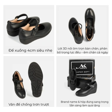 HOÀ TỐC HCM Giày Cao Gót Búp Bê Nữ Công Sở Super Soft AK404 4cm Da Dày Đi Nhẹ Êm Chân Giá 319k