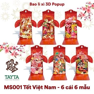 Hoa Toc HCM Sỉ 6 Bao Lì Xì 3D Popup Cao Cấp Tết 2.026 Giấy Việt Nam TAYTA Giá 85.000