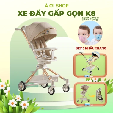 Hỏa tốc HCM Xe đẩy bé K8 gấp gọn 2 chiều, bàn ăn & nhạc, tiện lợi, giảm giá 21%