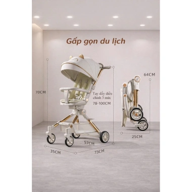 Hỏa tốc HCM Xe đẩy bé K8 gấp gọn 2 chiều, bàn ăn & nhạc, tiện lợi, giảm giá 21%