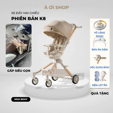 Hỏa tốc HCM Xe đẩy bé K8 gấp gọn 2 chiều, bàn ăn & nhạc, tiện lợi, giảm giá 21%