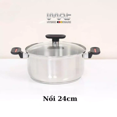 Hỏa Tốc HN HCM Bộ 5 Nồi Chảo Không Chống Dính IMat Inox 304 Cán Bakelite Vung Kính - 1.642.000 VND 4