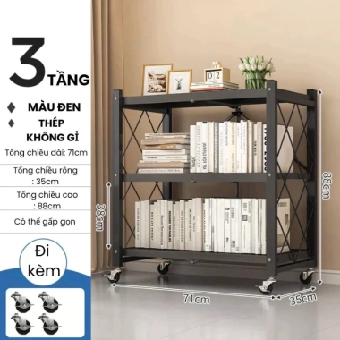 Hỏa Tốc Kệ Gấp Gọn Đa Năng GoMarket 3-5 Tầng Không Cần Lắp Ráp, Bánh Xe Di Chuyển, Chịu Lực 7 Hỏa Tốc Kệ Gấp Gọn Đa Năng GoMarket 3-5 Tầng Không Cần Lắp Ráp, Bánh Xe Di Chuyển, Chịu Lực 7
