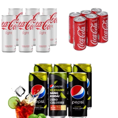 Hoả Tốc Lốc 6 Coca-Coca Light và Pepsi Chanh 330ml lon - Giá 70.000đ, tiết kiệm 20% Hoả Tốc Lốc 6 Coca-Coca Light và Pepsi Chanh 330ml lon - Giá 70.000đ, tiết kiệm 20%