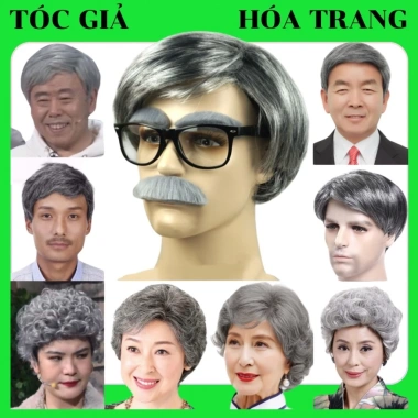 HOẢ TỐC Tóc Giả Hoá Trang Ông Già Bà Già - Giá Ưu Đãi 189k, Tặng Lưới