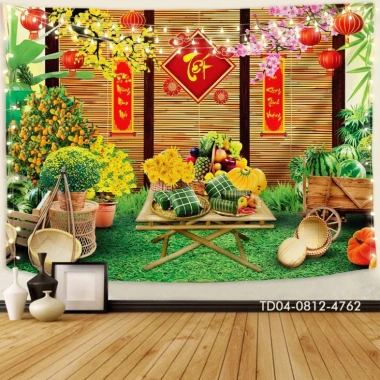 Hoả Tốc Tranh vải Tết 2.025 - Backdrop sự kiện chúc mừng năm mới, giảm giá 85.000 VND