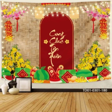 Hoả Tốc Tranh vải Tết 2.025 - Backdrop sự kiện chúc mừng năm mới, giảm giá 85.000 VND