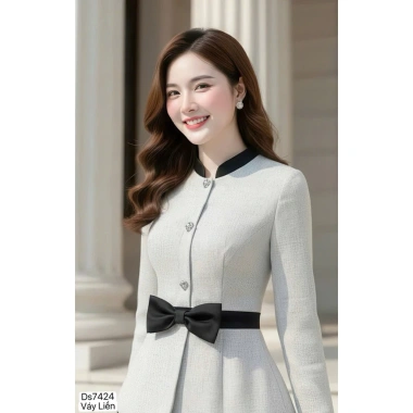 HOÀ TỐC: Váy dạ đen peplum công sở DS7.424 - Eo nơ sang chảnh, giá ưu đãi 492k