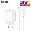 Hoco C109A QC3.0 USB 18W Sạc Nhanh Cổng Đơn Phích Cắm EU - Bộ Sạc Tường Du Lịch 3