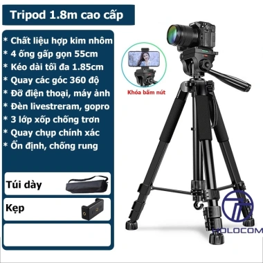 HOLOCOM Tripod F180ST 3 Chân 360 độ Chỉnh Cao Thấp - Chụp Ảnh và Quay Phim, Giá 349k 7