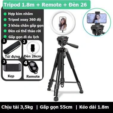 HOLOCOM Tripod F180ST 3 Chân 360 độ Chỉnh Cao Thấp - Chụp Ảnh và Quay Phim, Giá 349k 9