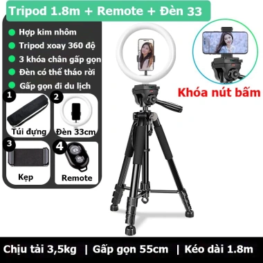 HOLOCOM Tripod F180ST 3 Chân 360 độ Chỉnh Cao Thấp - Chụp Ảnh và Quay Phim, Giá 349k 10