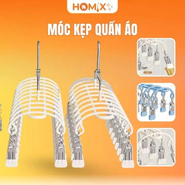 Homix Kẹp Móc Quần Áo Gấp Gọn Tiện Lợi - Treo Tất, Khăn Mặt, Đồ Lót, Khẩu Trang, Quần Áo, Giá 106.250 VND