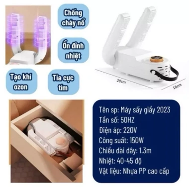 Homix Máy sấy giày thông minh khử mùi, diệt khuẩn, gấp gọn, giữ giày khô ráo