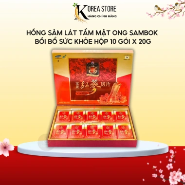 Hồng Sâm Lát Tẩm Mật Ong Sambok Bồi Bổ Sức Khỏe Hộp 10 Gói 20g Giá chỉ 395.000