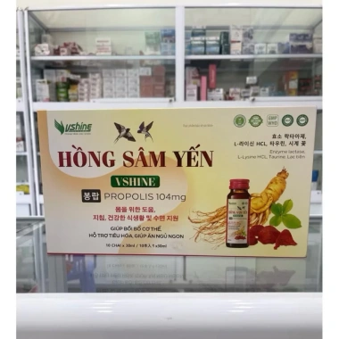 Hồng sâm yến Vshine hộp 10 lọ - Hỗ trợ sức khỏe, ăn ngủ ngon, tiêu hoá tốt, giá 350.000₫