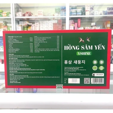 Hồng sâm yến Vshine hộp 10 lọ - Hỗ trợ sức khỏe, ăn ngủ ngon, tiêu hoá tốt, giá 350.000₫